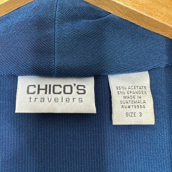 Chicos Travelers Cardigan Size XL Blue Slinky - Picture 7 of 10